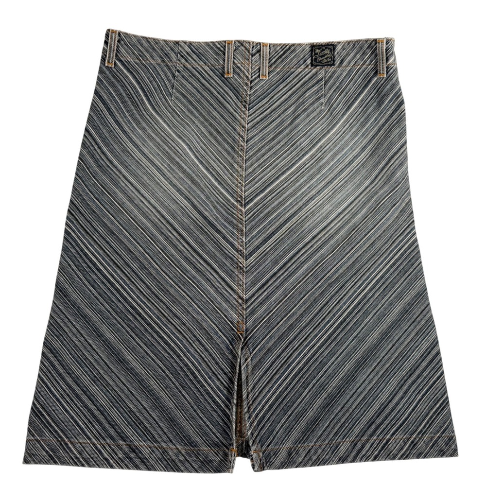 Lucky Brand Denim Skirt Womens 10 Blue Striped A-Line American Made Y2K Boho - Picture 2 of 8
